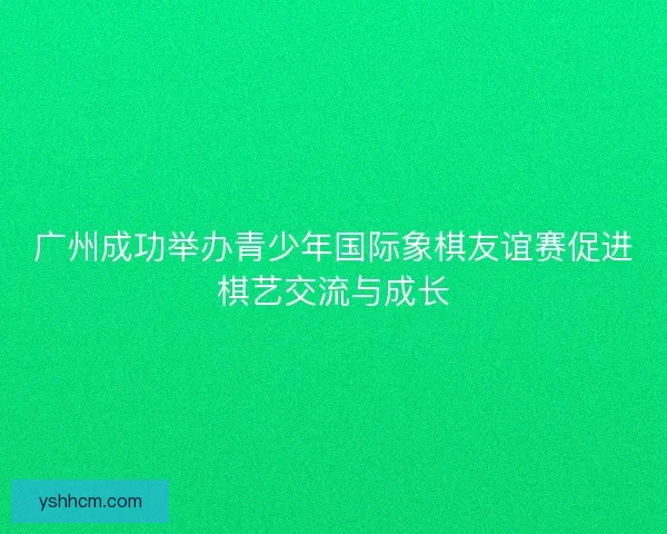 广州成功举办青少年国际象棋友谊赛促进棋艺交流与成长